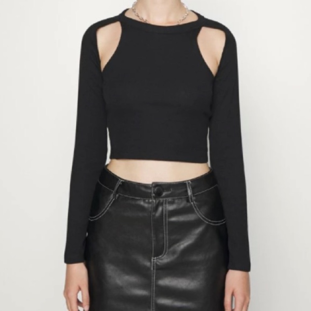 T by Alexander Wang Cut Out Cropped Long sleeve